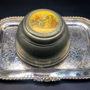 Vintage Aluminum Powder Music Box - Plays Song “Trovatore”